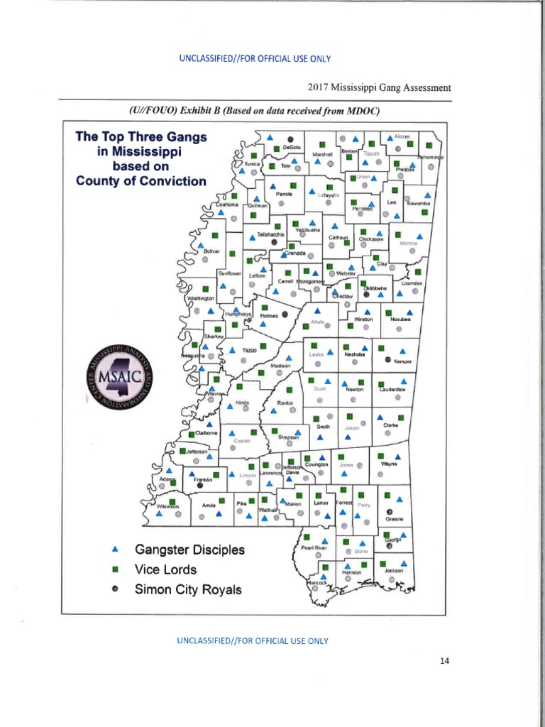 Where the top 3 gangs in Mississippi can be found