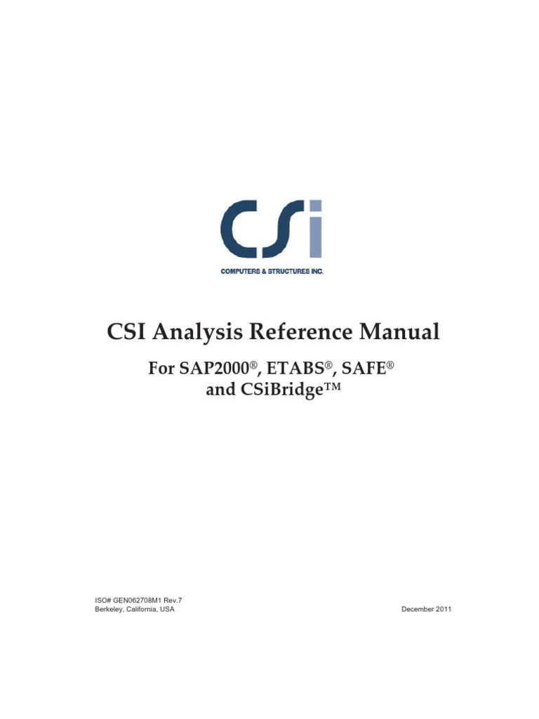 CSI Analysis Reference Manual 2011-12 | PDF | Cartesian Coordinate ...