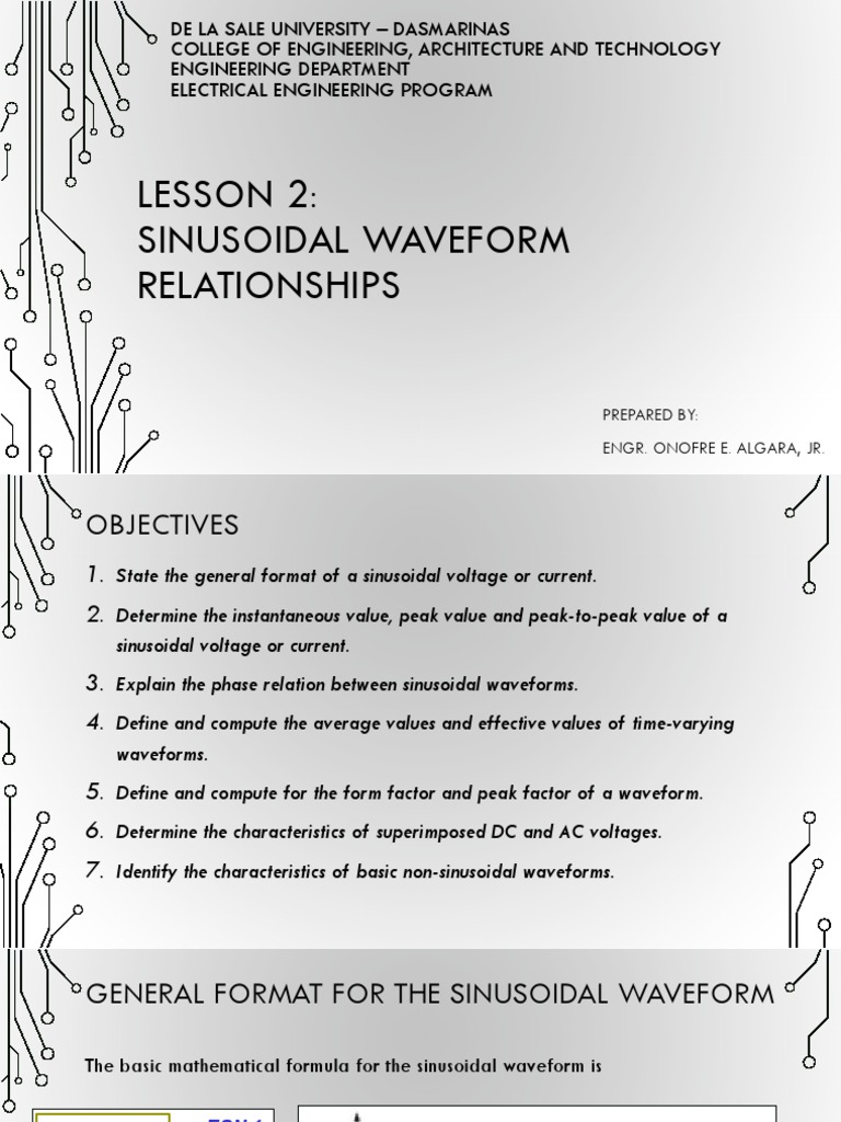 Lecture 02 - Sinusoidal Waveform Relationships | PDF | Phase (Waves ...