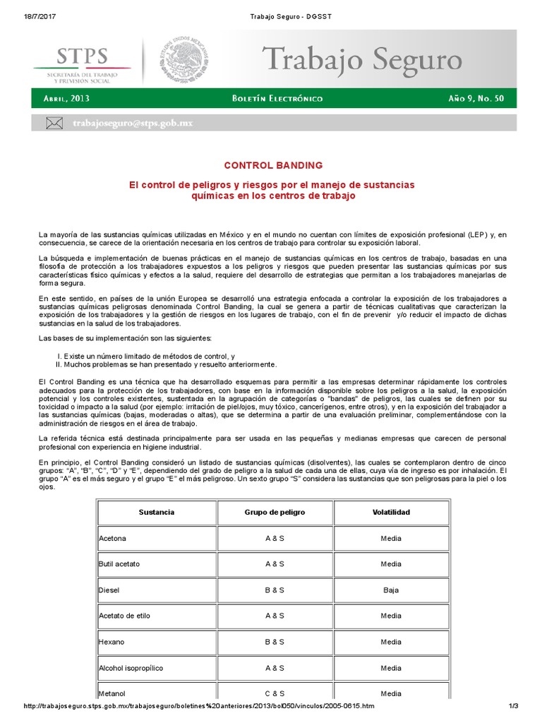Control Banding DGSST | PDF | Pesticida | Toxicidad