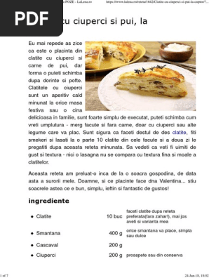 Clatite Cu Ciuperci Si Pui La Cuptor