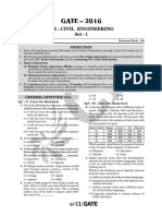 GATE 2016 Civil Engineering paper analysis