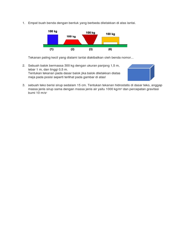 Soal Tekanan Kelas 8