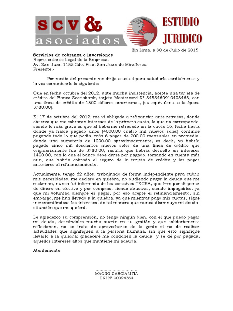 Carta de Renuncia LABORAL - Garcia Utia  Deuda 