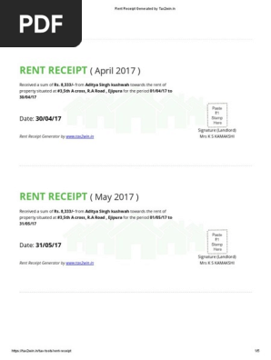 Rent Receipt - Tax2win