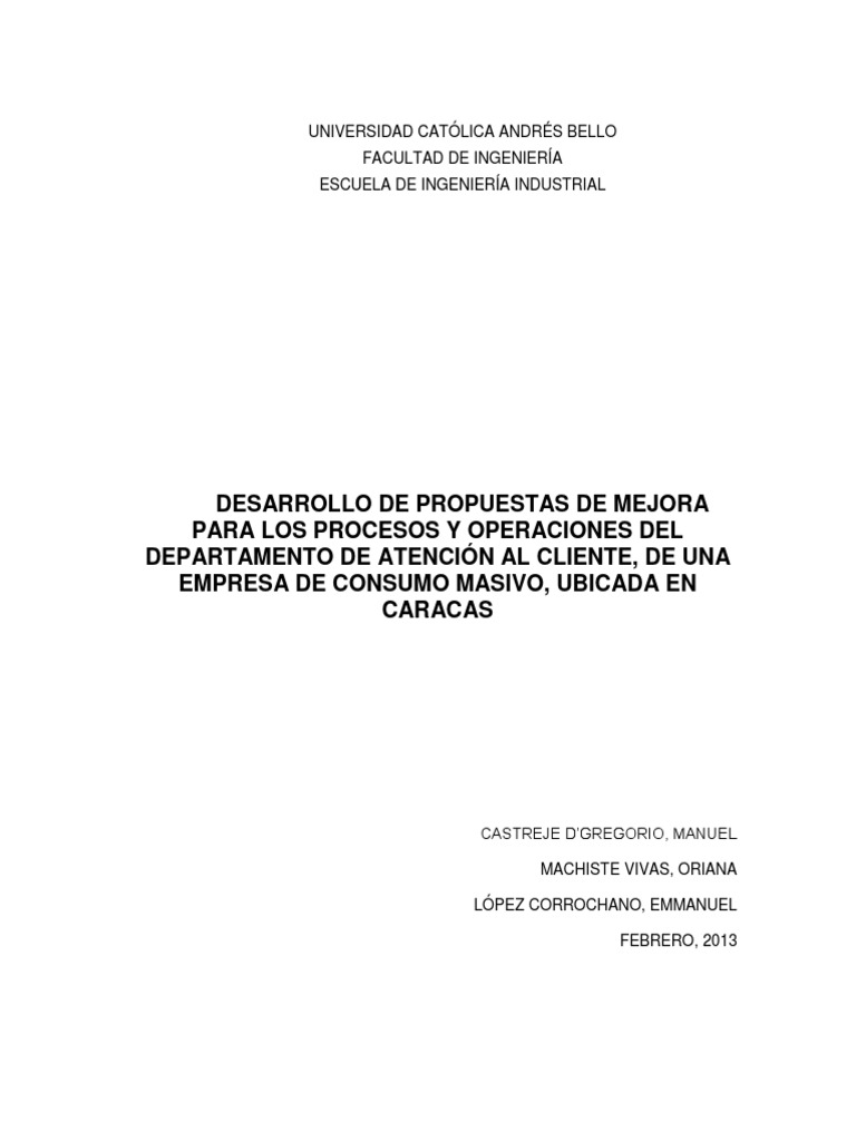 Propuesta de Mejora de Procesos y Operaciones | PDF | Procter & Gamble ...