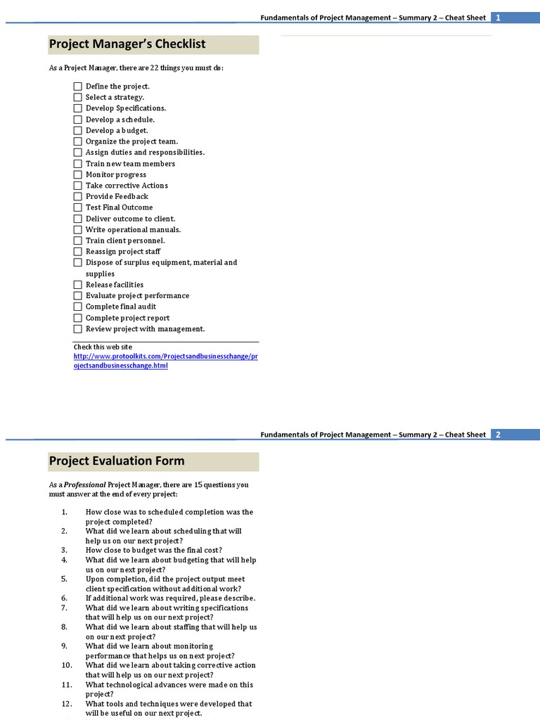 Project Management Cheat Sheet | Project Management | Business