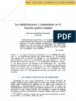 Las Inhabilitaciones y Suspensiones en El Derecho Positivo Espanol