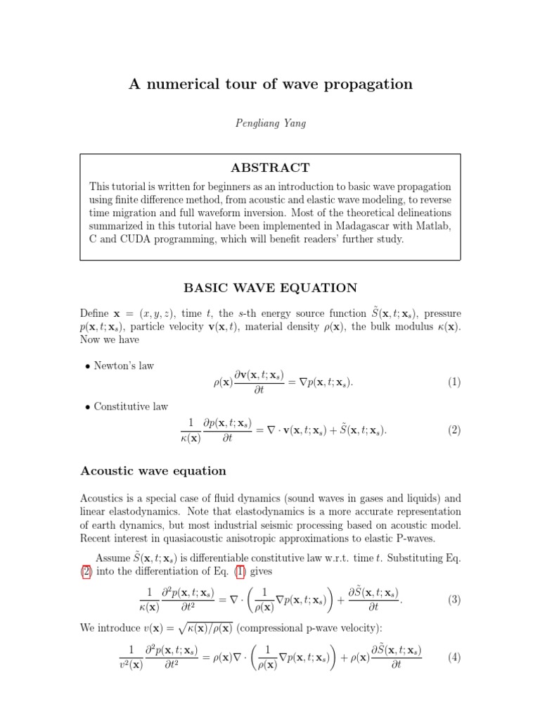 Wave Propagation Basics Tutorial | PDF | Linear Elasticity | Waves