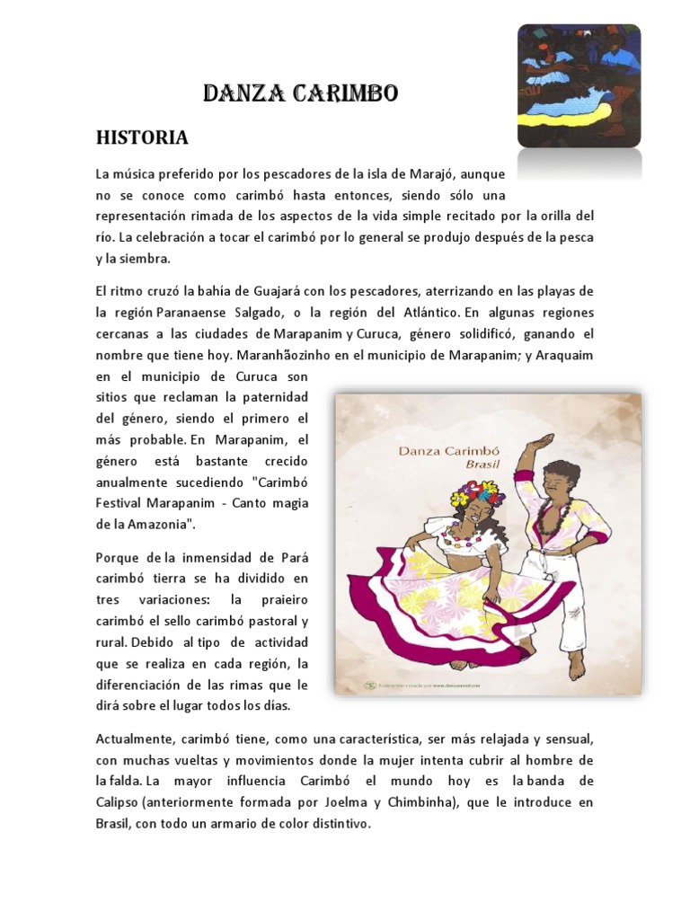 Danza Carimbó: Historia y Vestimenta | PDF | Bailes | Ritmo