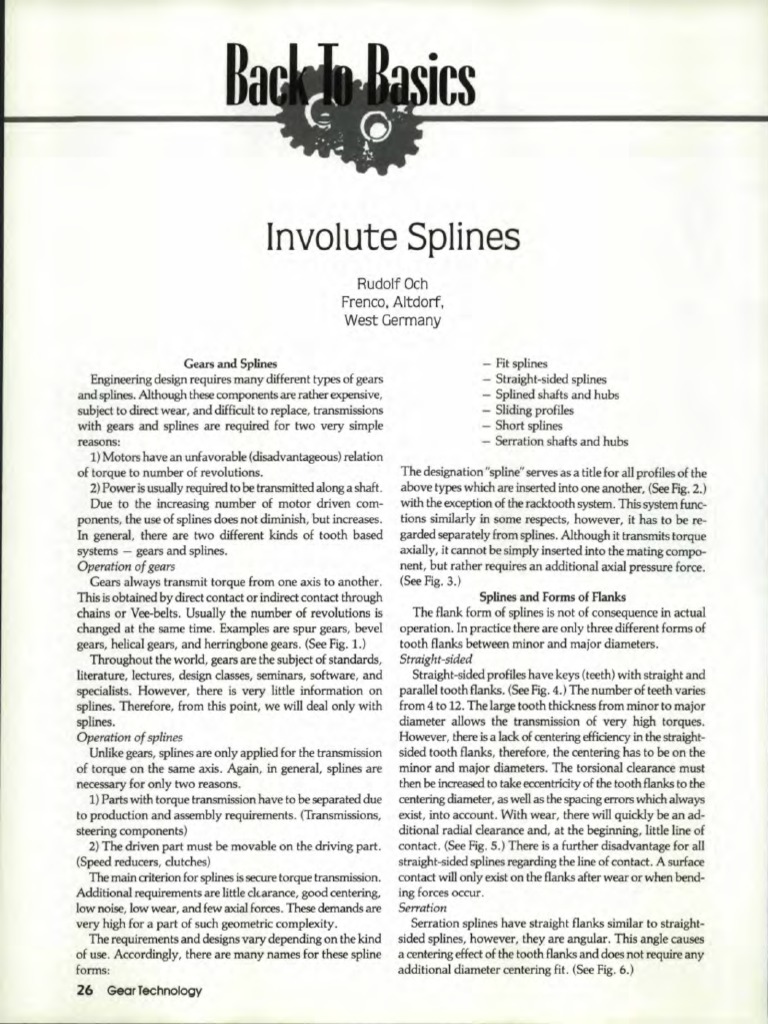 Involute Spline Design and Standards | PDF | Gear | Transmission ...