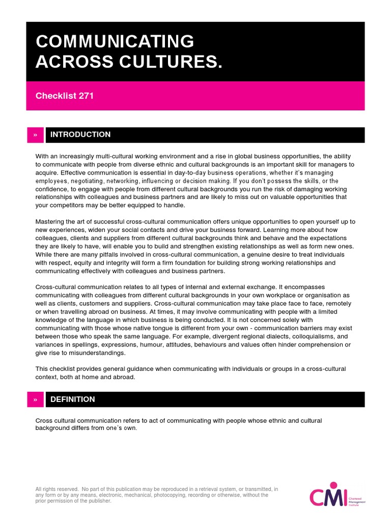 Effective Cross-Cultural Communication | PDF | Cross Cultural ...