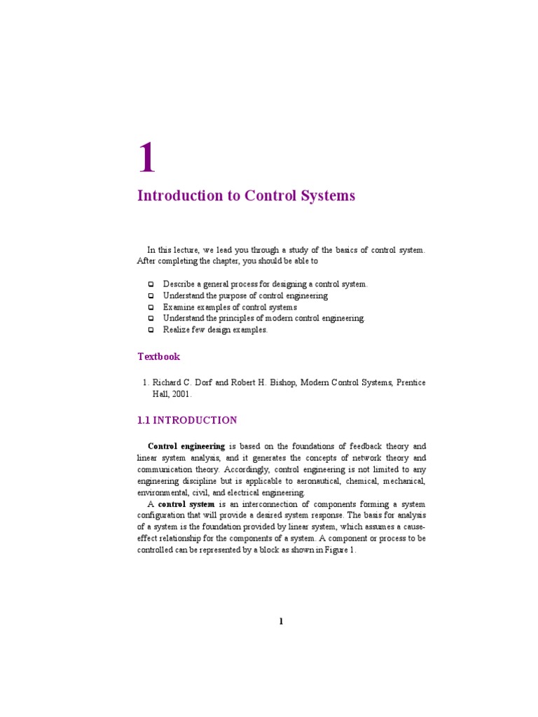 Introduction To Control Systems PDF | PDF | Technology & Engineering