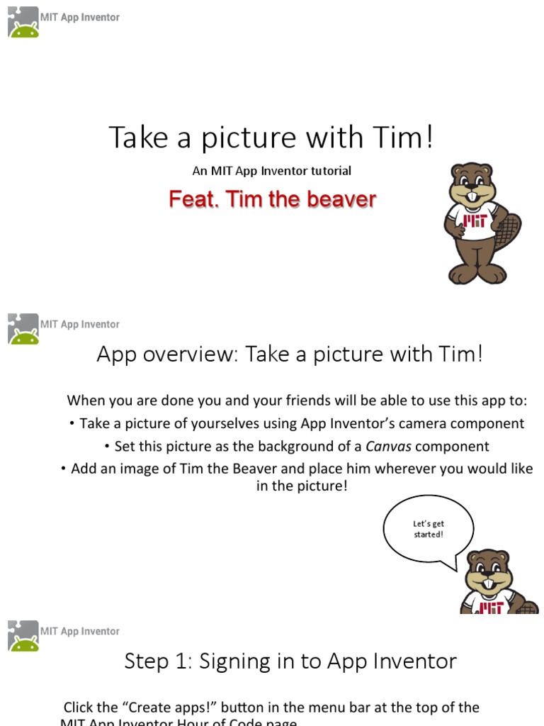 Create an App with Tim the Beaver | PDF | Mobile App | Android ...
