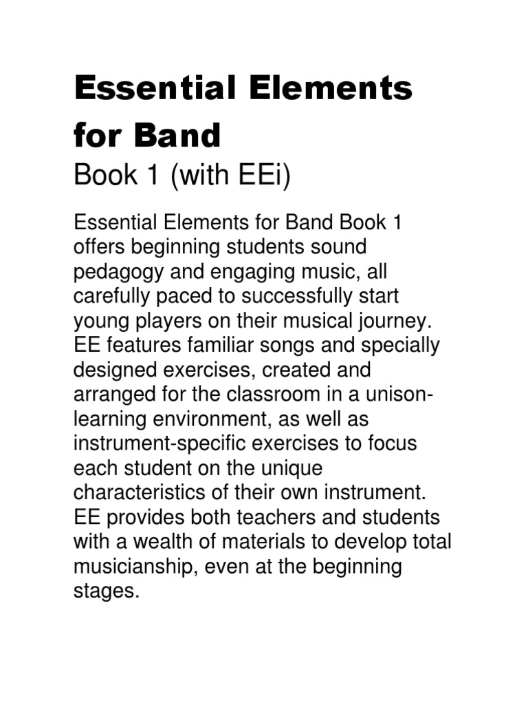 Essential Elements For Band Book 1 (With Eei) PDF