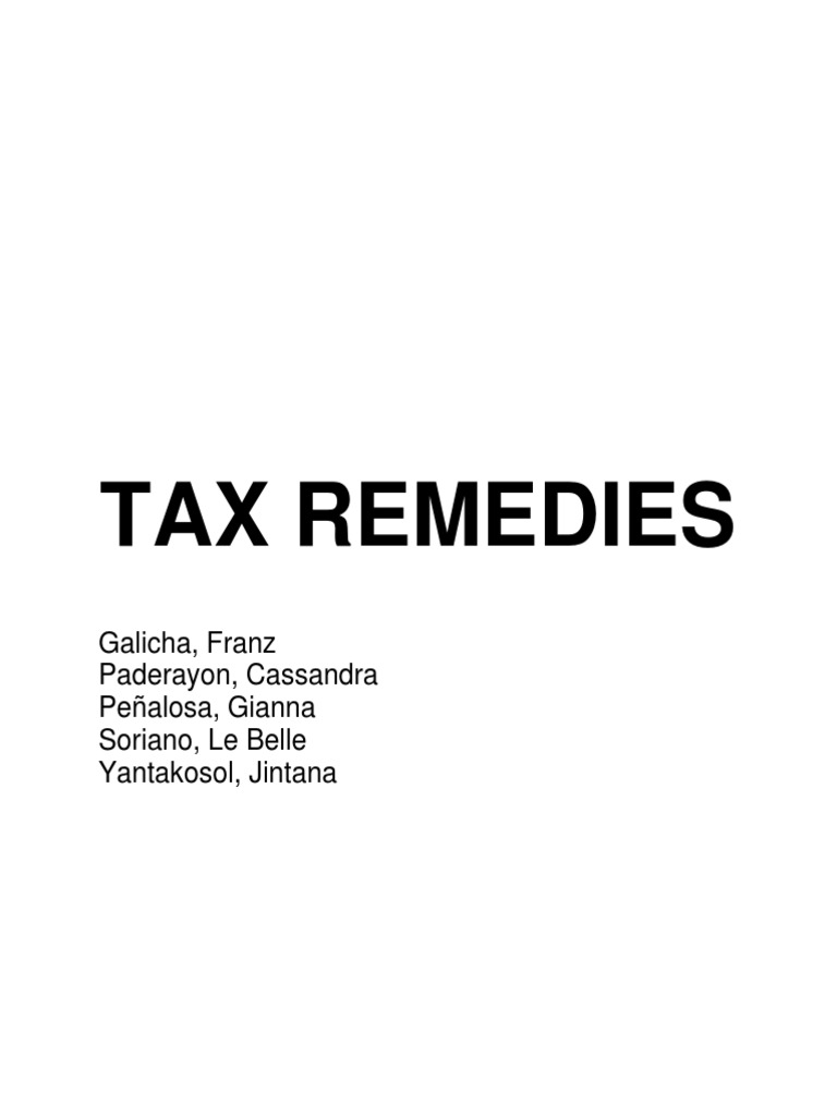Tax Remedies PDF Statute Of Limitations Internal Revenue Service