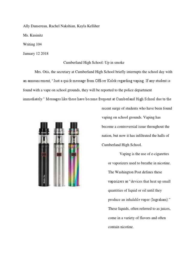 Vaping's Impact on Cumberland High School | PDF | Electronic Cigarette |  Smoking