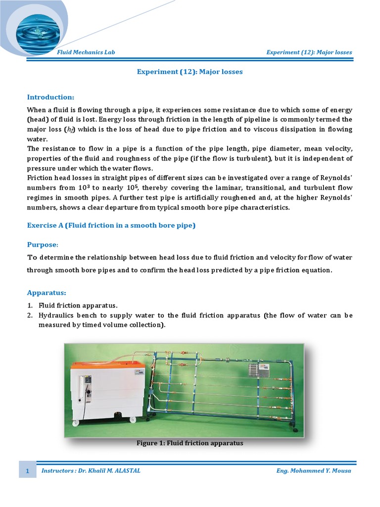 Experiment 12 4 Hydraulics Lab 2 PDF Reynolds Number Fluid Mechanics