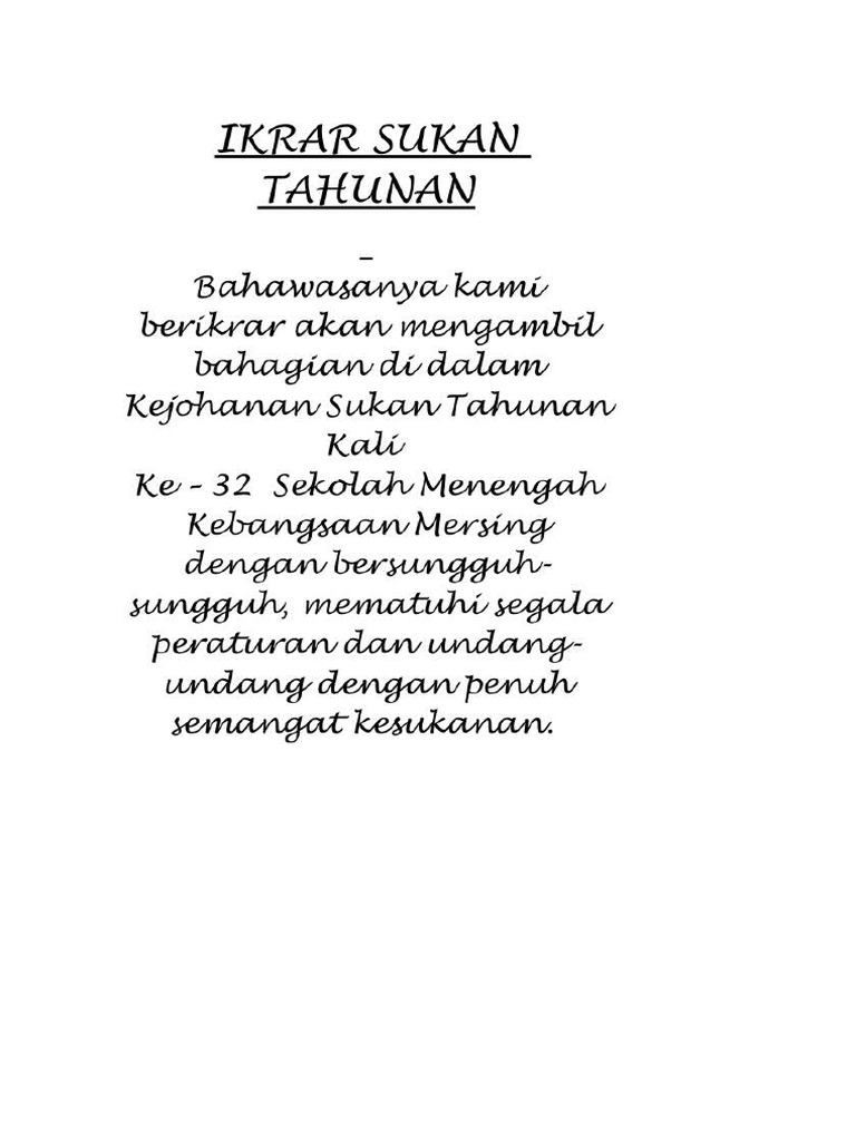 Ikrar Sukan Sekolah Pdf