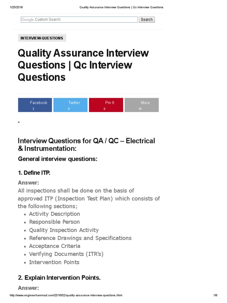 Quality Assurance Interview Questions Qc Interview Questions Calibration Quality Assurance