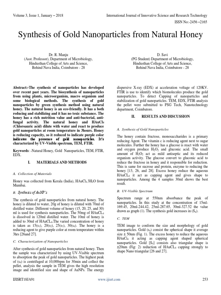 Synthesis of Gold Nanoparticles From Natural Honey | PDF | Nanoparticle ...