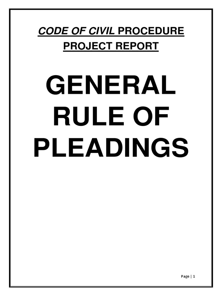 Code of Civil Procedure | PDF | Pleading | Question Of Law