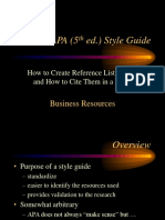 APA (5 Ed.) Style Guide: Business Resources
