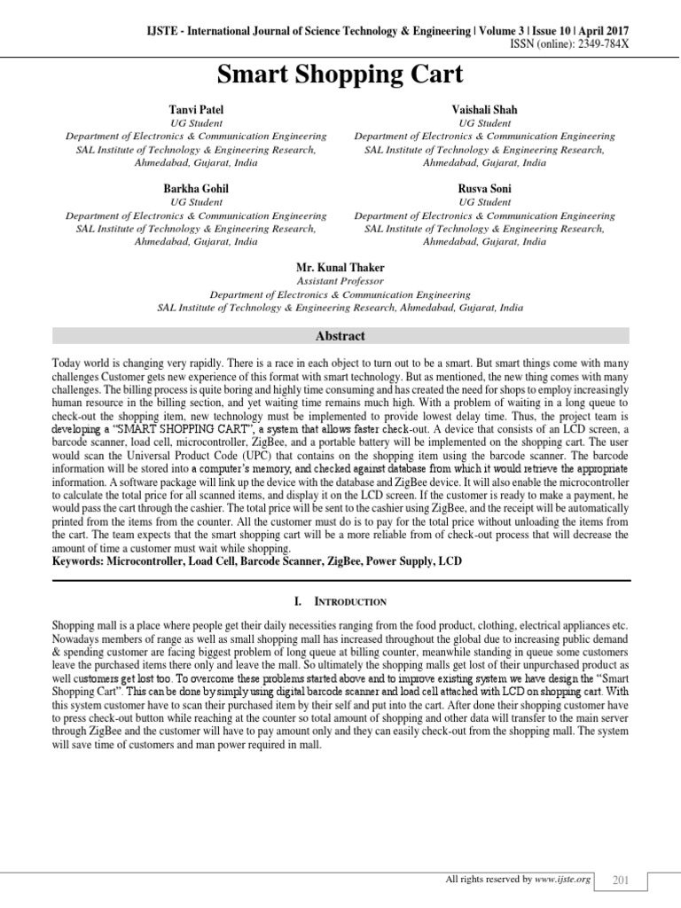 Smart Shopping Cart PDF Barcode Power Supply