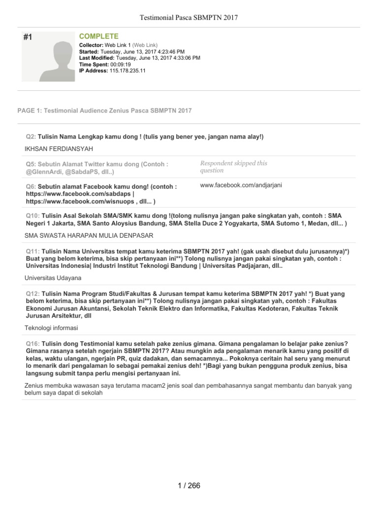 Testimoni Zenius Sbmptn 2017 Pil 1