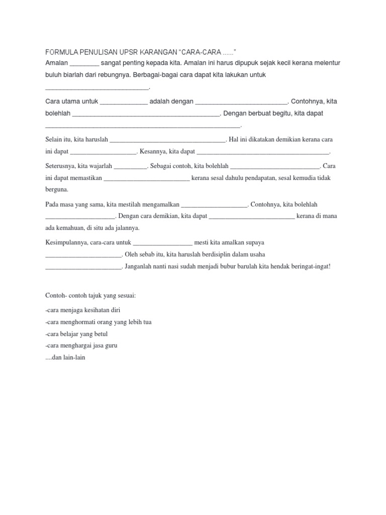 Formula Penulisan Upsr Karangan | PDF