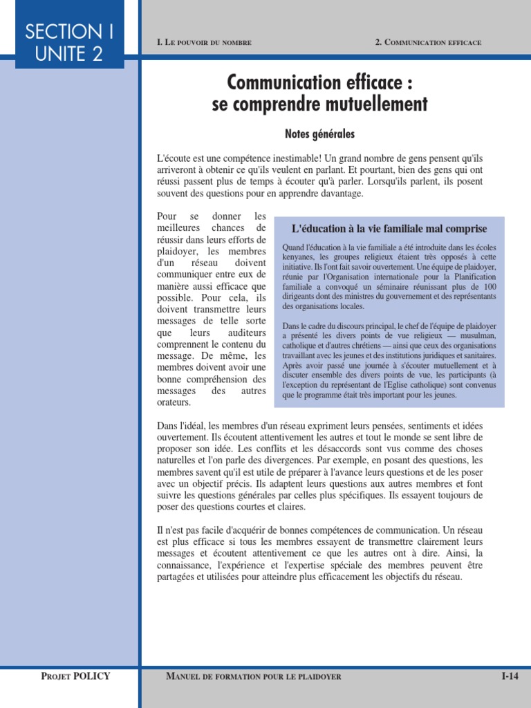 Communication Efficace et Écoute Active | PDF | la communication ...