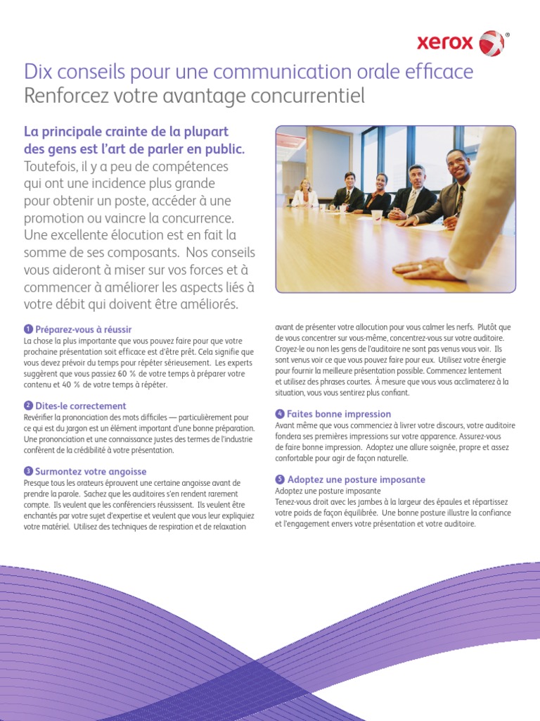 Dix Conseils Pour Une Communication Orale Efficace PDF | PDF ...