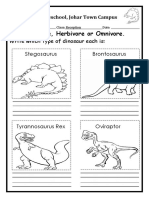 Carnivore, Herbivore or Omnivore.: Write Which Type of Dinosaur Each Is: Stegosaurus Brontosaurus