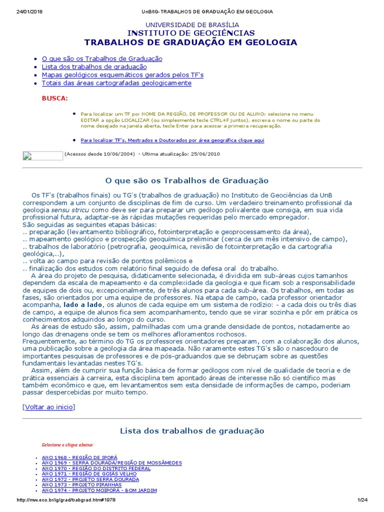Trabalhos de Graduação em Geologia UnB | PDF | Science | Ciência (geral)
