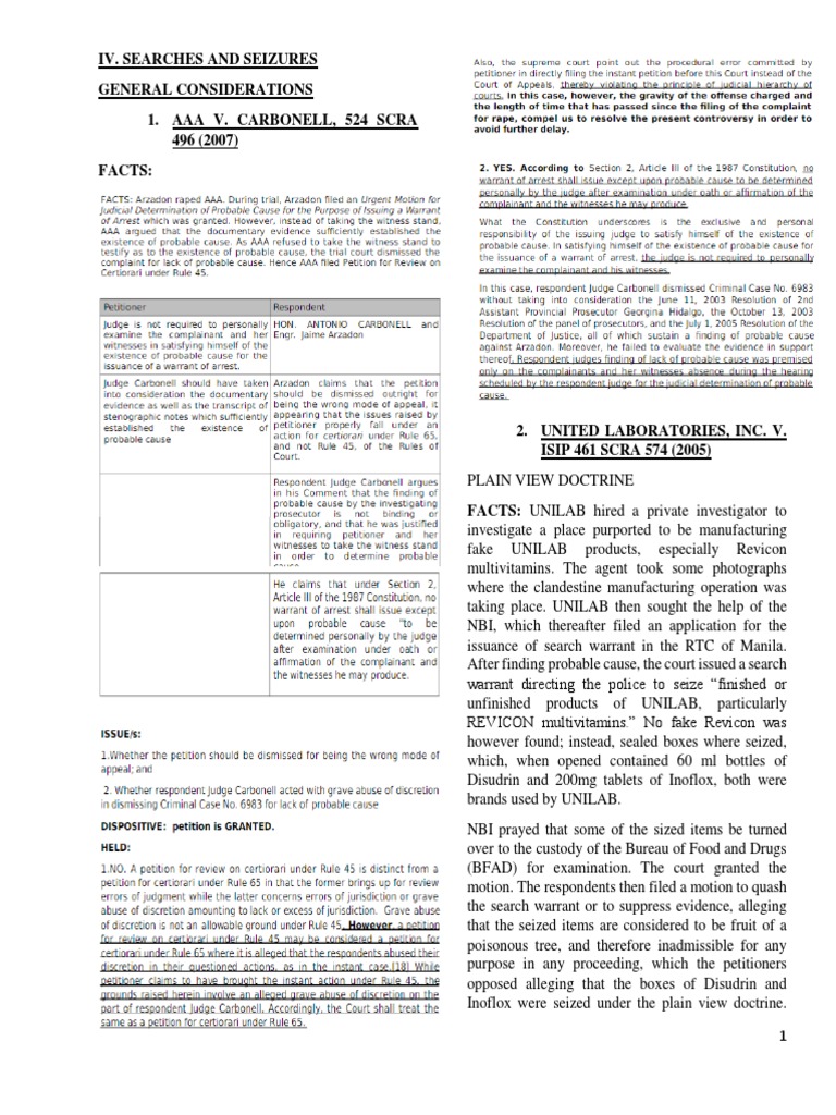 IV-searches and Seizures | PDF | Search And Seizure | Fourth Amendment ...