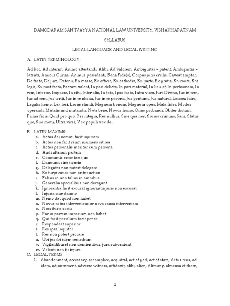 Syllabus Legal Language and Legal Writing PDF Remand (Detention