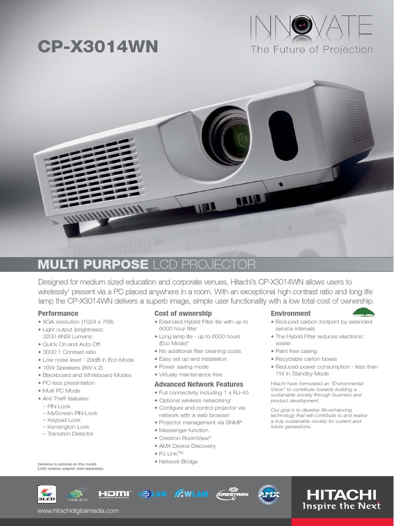 CPX3014WN Multi Purpose LCD Projector PDF Hdmi Media Technology