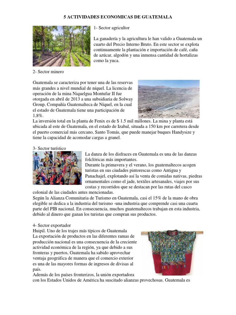 Principales Actividades Económicas de Guatemala | PDF | Guatemala ...