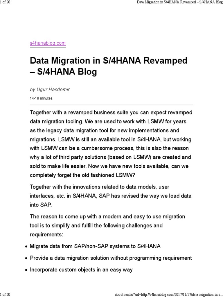 S/4HANA Data Migration Tools Overview | PDF | Sap Se | Microsoft Excel