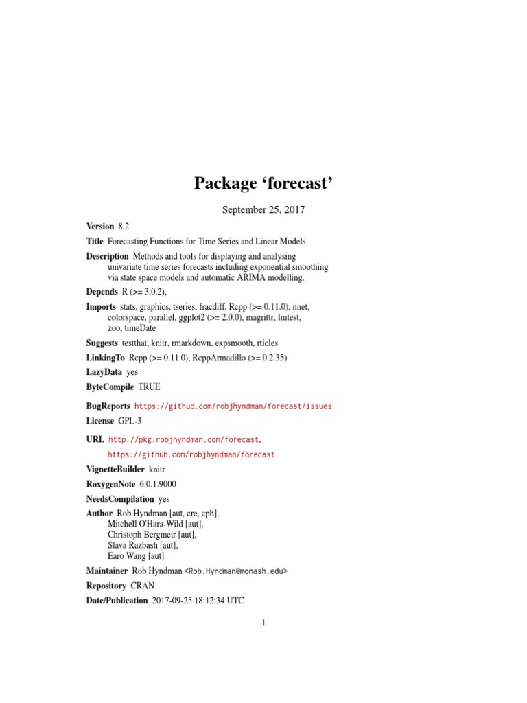 Forecast Tool For R | PDF | Autoregressive Integrated Moving Average ...