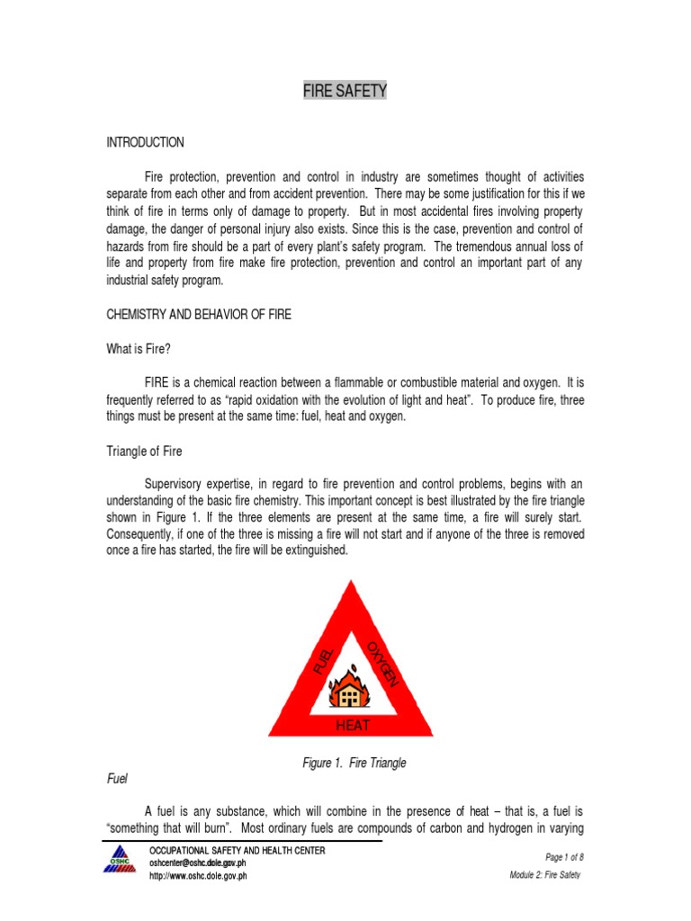 SAFETY Handout FireSafety PDF Fires Combustion