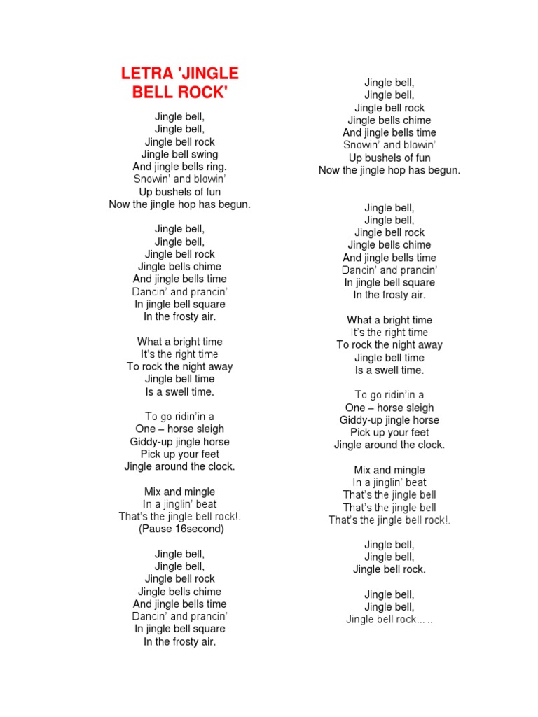 Letra 'Jingle Bell Rock' PDF