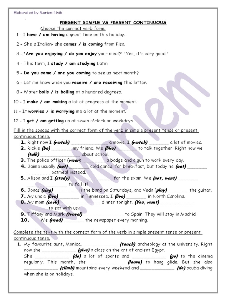 Present Simple Vs Present Continuous Ok Lien | PDF