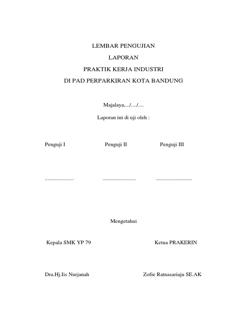 Lembar Pengujian Contoh Laporan Pkl