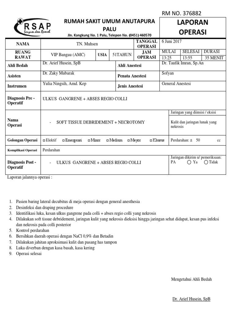 18++ Laporan Operasi Debridement