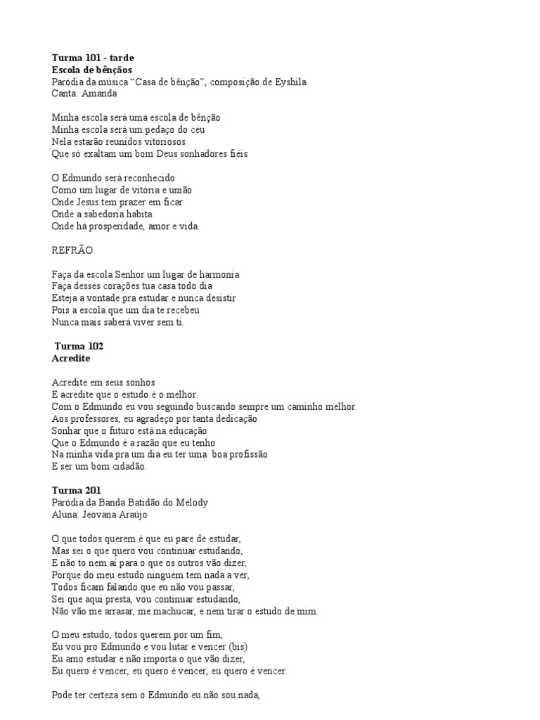 Paródias | PDF | Escolas | Amor