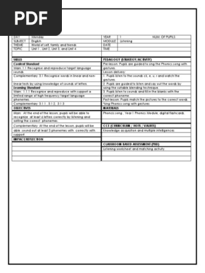 Year 1 Phonics Lesson Plan W2