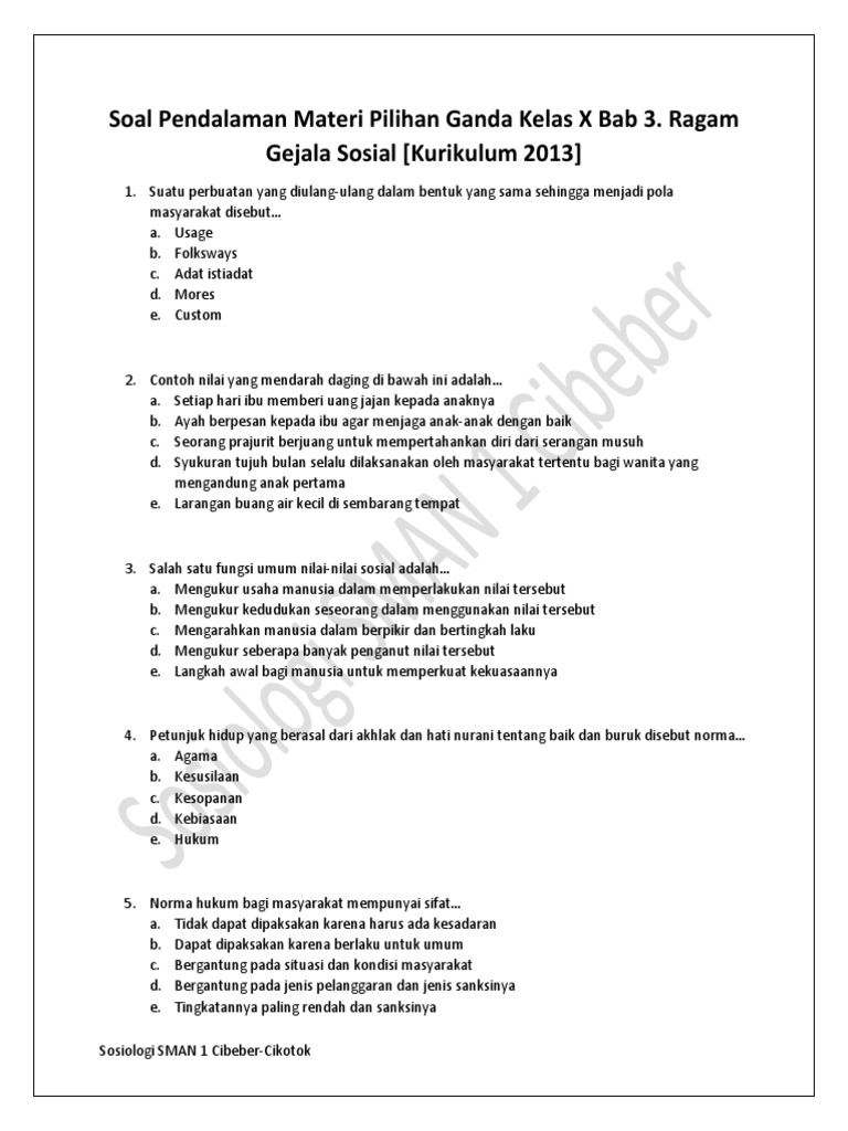 Soal Matriks Kelas 11 Kurikulum 2013 Pilihan Ganda Contoh Soal Pelajaran