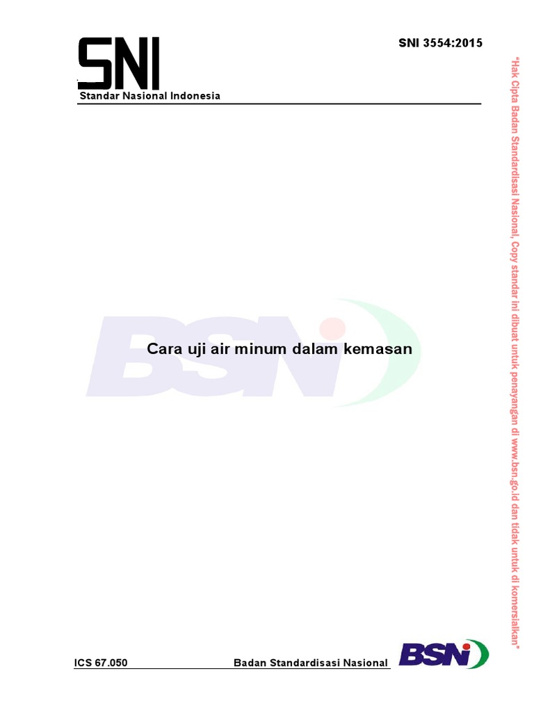 Standar Uji Air Minum SNI 3554:2015 | PDF