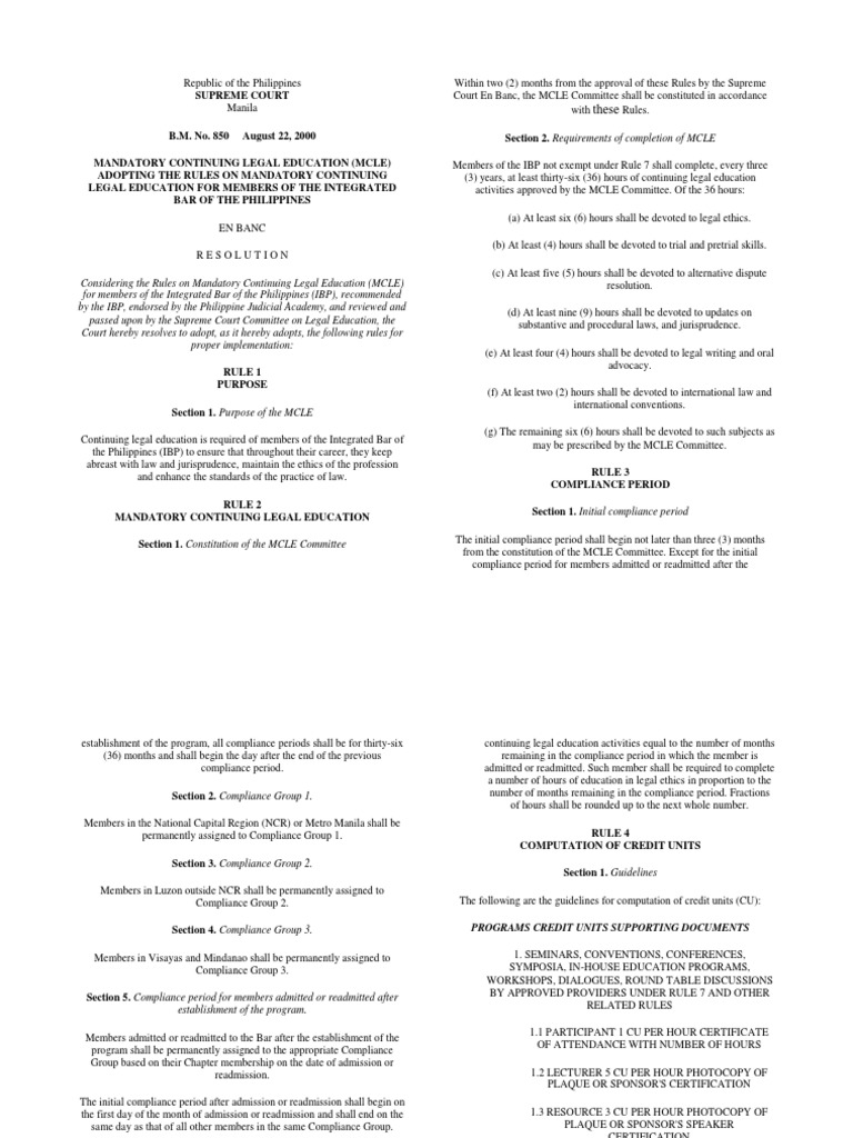 MCLE Bar Matter 850 Social Institutions Society